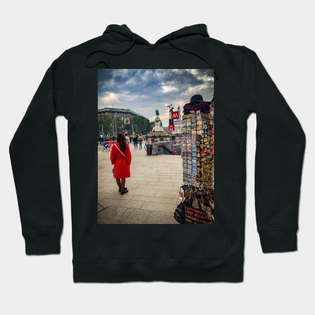 The Woman in Red, Milano, Italy Hoodie by eleonoraingrid